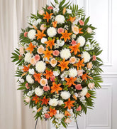 Peach, Orange & White Sympathy Standing Spray