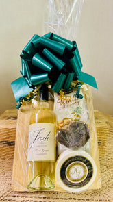 Jenny's Brie Cheese and Wine with Bamboo Chopping Board Gift Basket