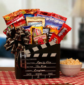 Send a gift basket delivery of: Family Flix Movie Gift Box - movie night gift baskets - movie night - movie night gift baskets for families