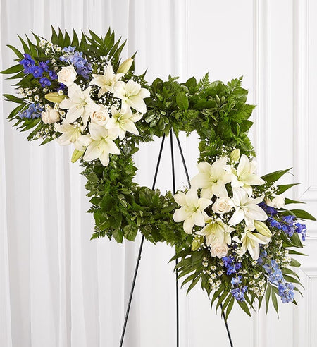 Cherished Remembrance Wreath - Blue and White