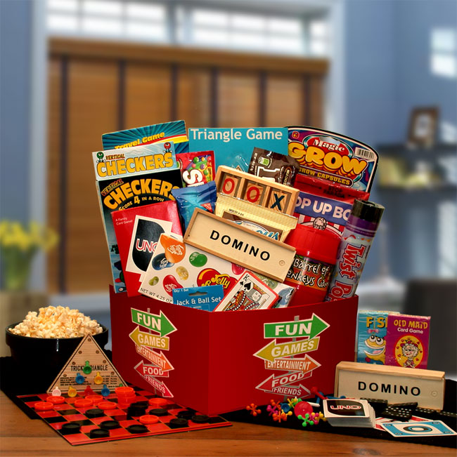 Send a gift basket delivery of: More Fun & Games Gift Box - activity gift basket - family gift basket