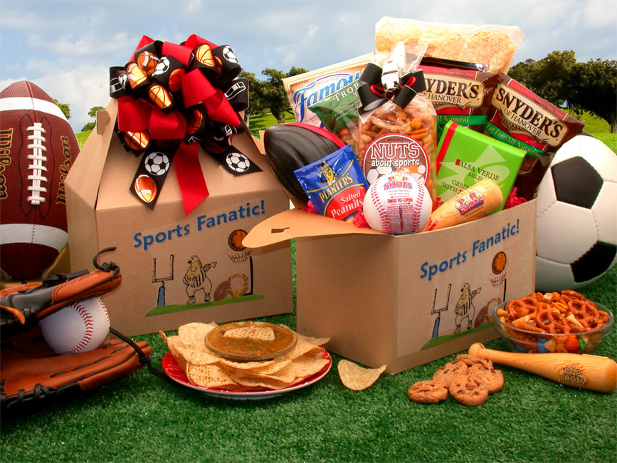 Send a gift basket delivery of: The Sports Fanatic Care Package - sports gift - gift for man