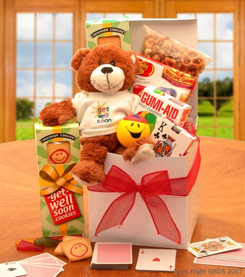 Send a gift basket delivery of: A Touch of Get Well Soon Sunshine  Sick care Package - Get well care package for sick friend