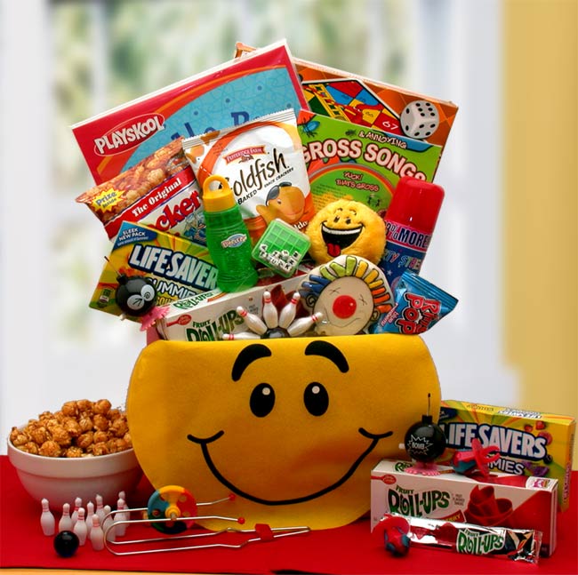 Send a gift basket delivery of: A Smile Today Gift Box - get well soon gifts for kids - Children's Gift Basket