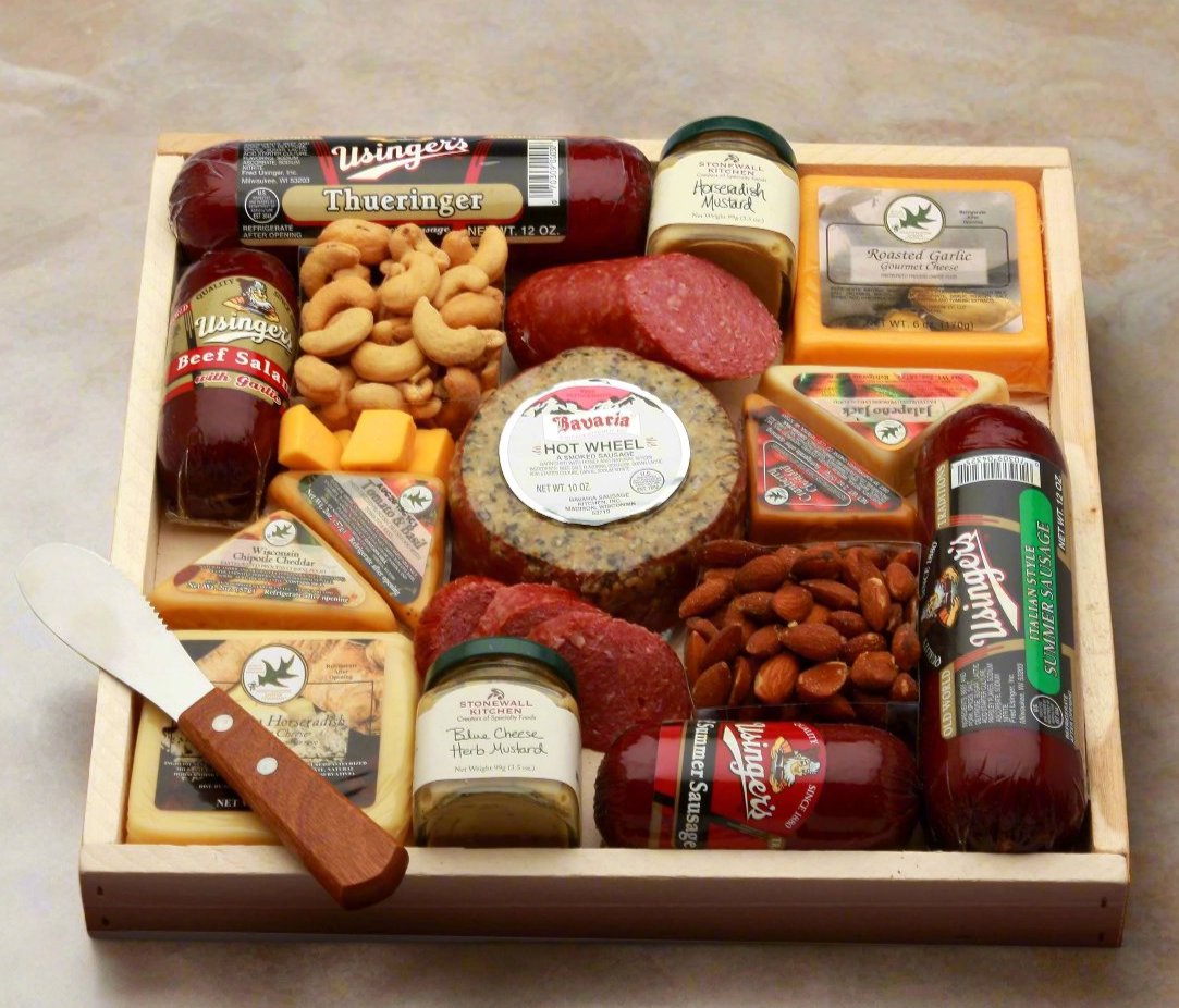 Deluxe Meat & Cheese Lovers Sampler Tray product photo.