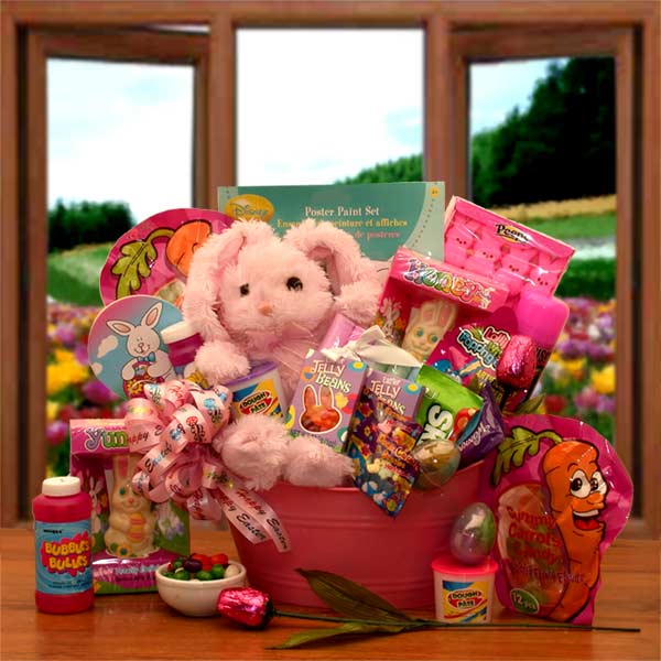 Send a gift basket delivery of: Hunny Bunnies Easter Activity & Treats Pail- Easter Basket for child