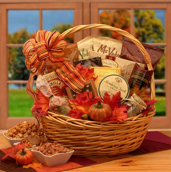 Send a gift basket delivery of: Shades of Fall Snack Gift Basket- Thanksgiving gift basket - Fall gift basket