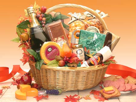 Send a gift basket delivery of: Thanksgiving Gourmet Gift Basket - Thanksgiving gift basket - Fall gift basket