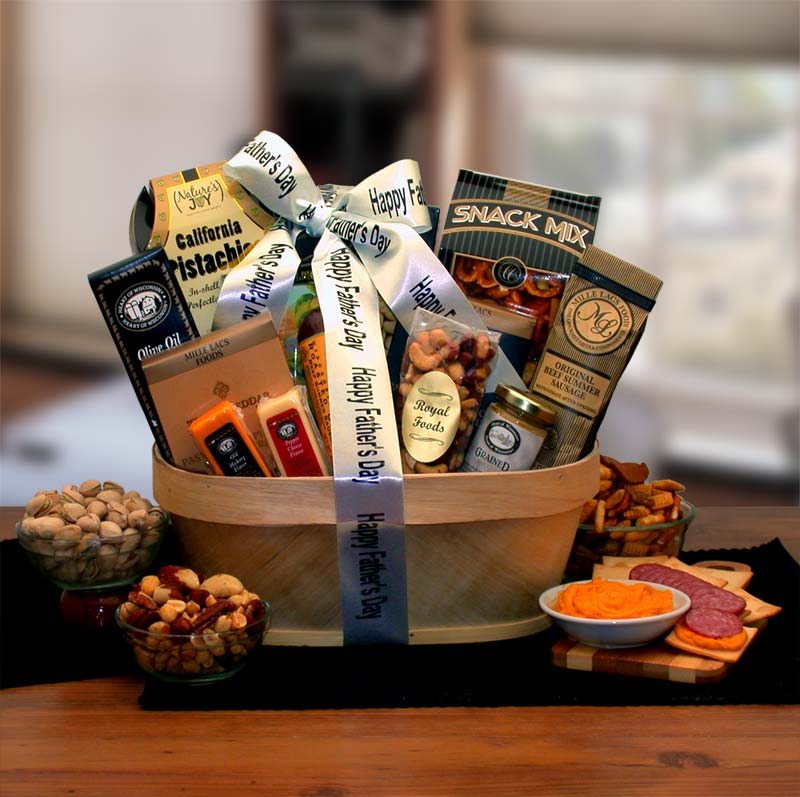 Send a gift basket delivery of: Father's Day Gourmet Nut & Sausage Assortment - Father's Day gift - Gift for dad