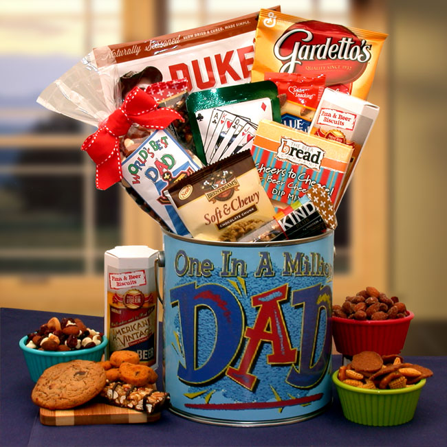 Send a gift basket delivery of: You're One In A Million Dad Premium Snacks & Nuts Gift Pail - Father's Day gift - Gift for dad