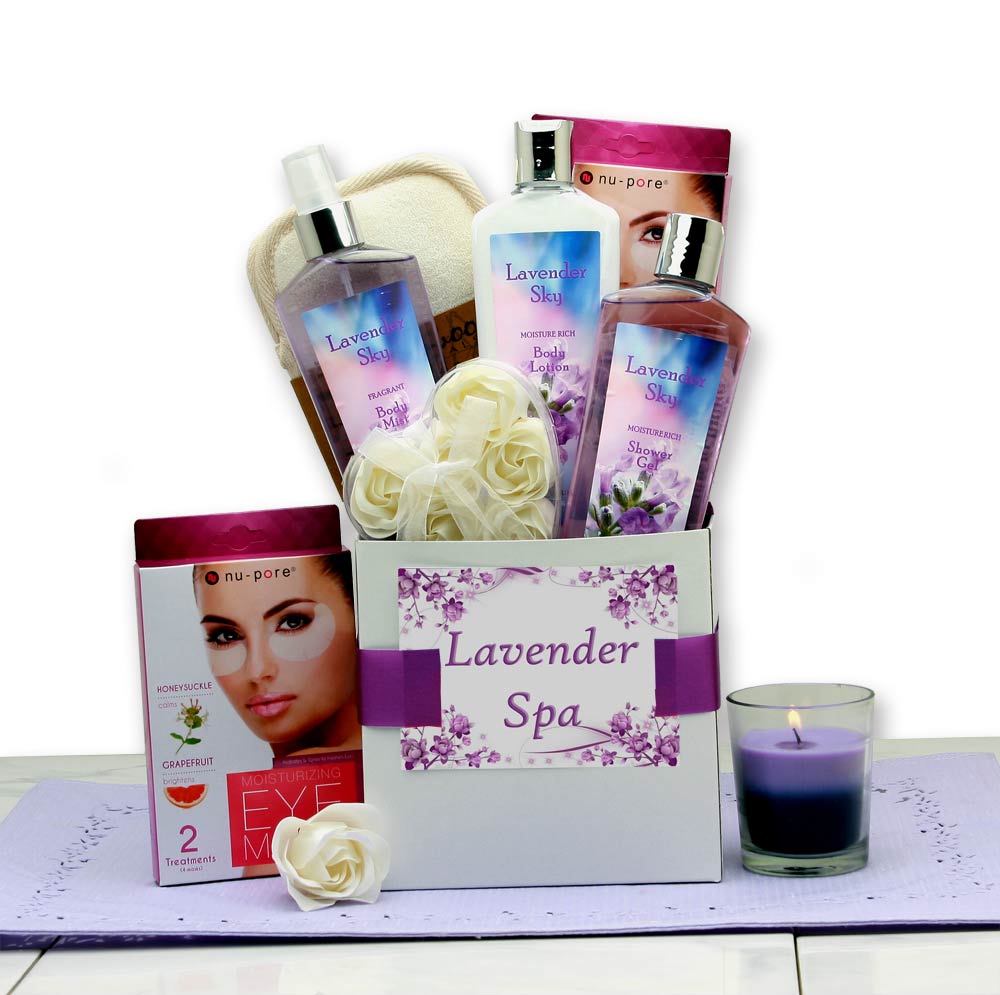 Send a gift basket delivery of: Lavender Spa Care Package - Spa care package for women