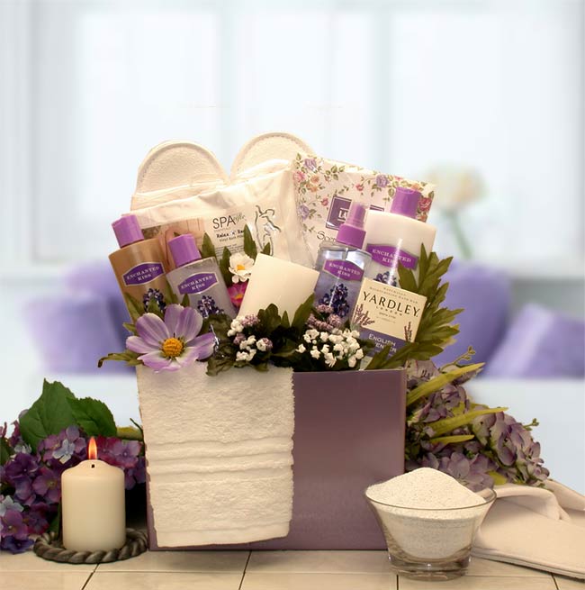 Send a gift basket delivery of: Spa Inspirations Bath & Body Gift Box - spa baskets for women gift