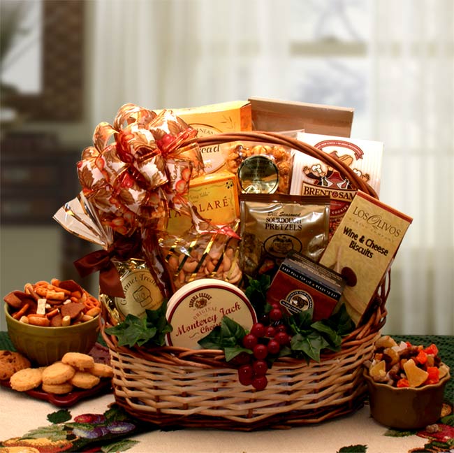 Send a gift basket delivery of: Bountiful Favorites Gourmet Gift Basket - gourmet gift basket