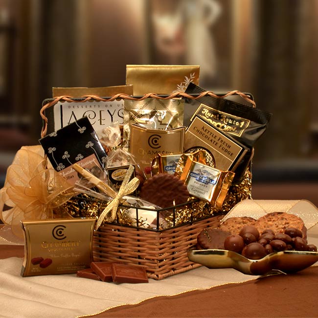 Send a gift basket delivery of: Chocolate Treasures Gourmet Gift Basket