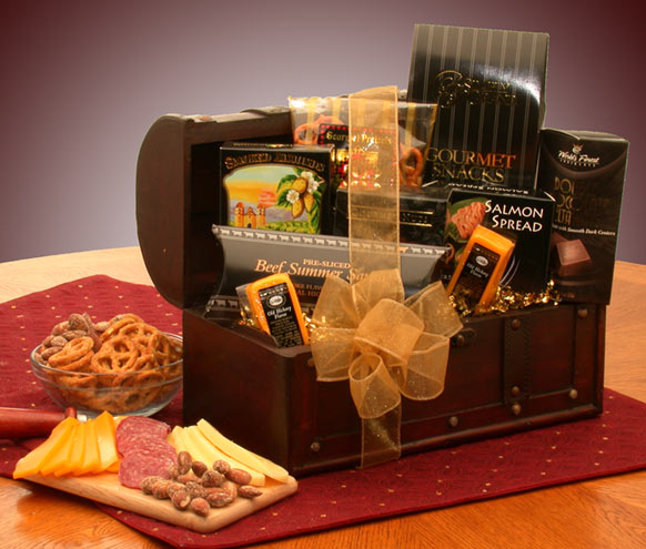 Send a gift basket delivery of: The Gourmet Connoisseur Gift Chest  - gourmet gift basket