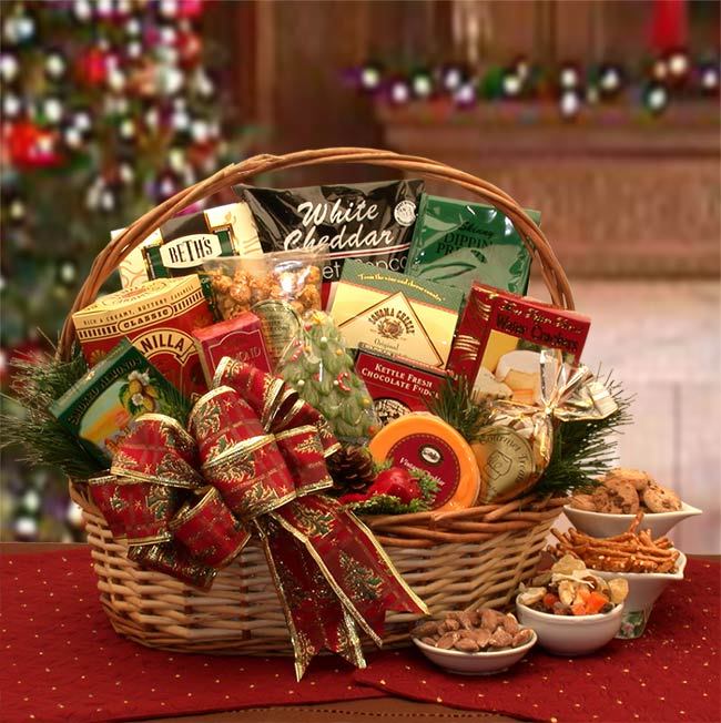 Send a gift basket delivery of: The Bountiful Holiday Gourmet Gift Basket- Christmas gift basket - Holiday Gift Basket