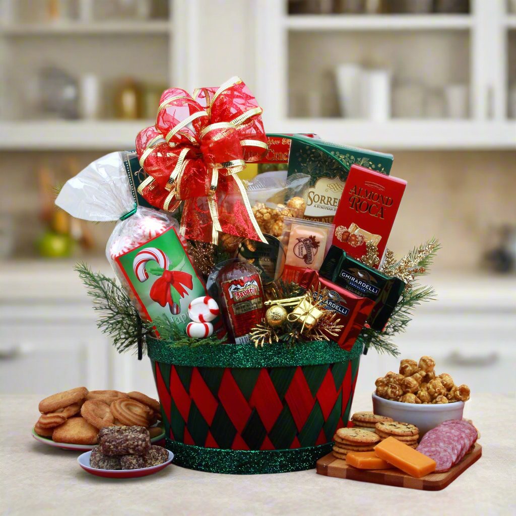 Send a gift basket delivery of: A Holiday Affair Gift Basket- Christmas gift basket - Holiday Gift Basket