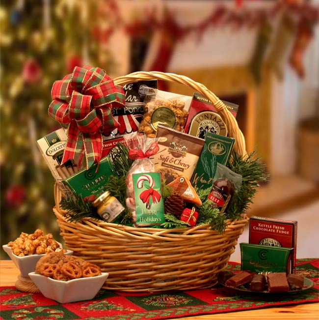 Send a gift basket delivery of: Holiday Celebrations Holiday Gift Basket - Christmas gift basket - Holiday Gift Basket