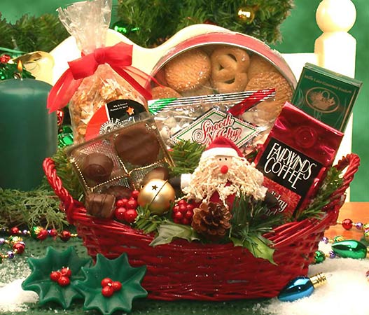 Send a gift basket delivery of: Holiday Cheer Gift Basket- Christmas gift basket - Holiday Gift Basket