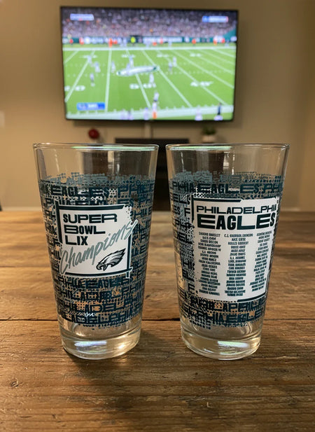 Logo Brands - Philadelphia Eagles Super Bowl LIX Champions Roster 16oz Pint Glass