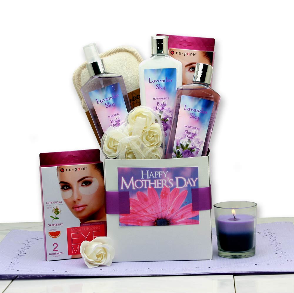 Send a gift basket delivery of: Mother's Day Lavender Spa Care Package - gift for mom - Mother's Day gift