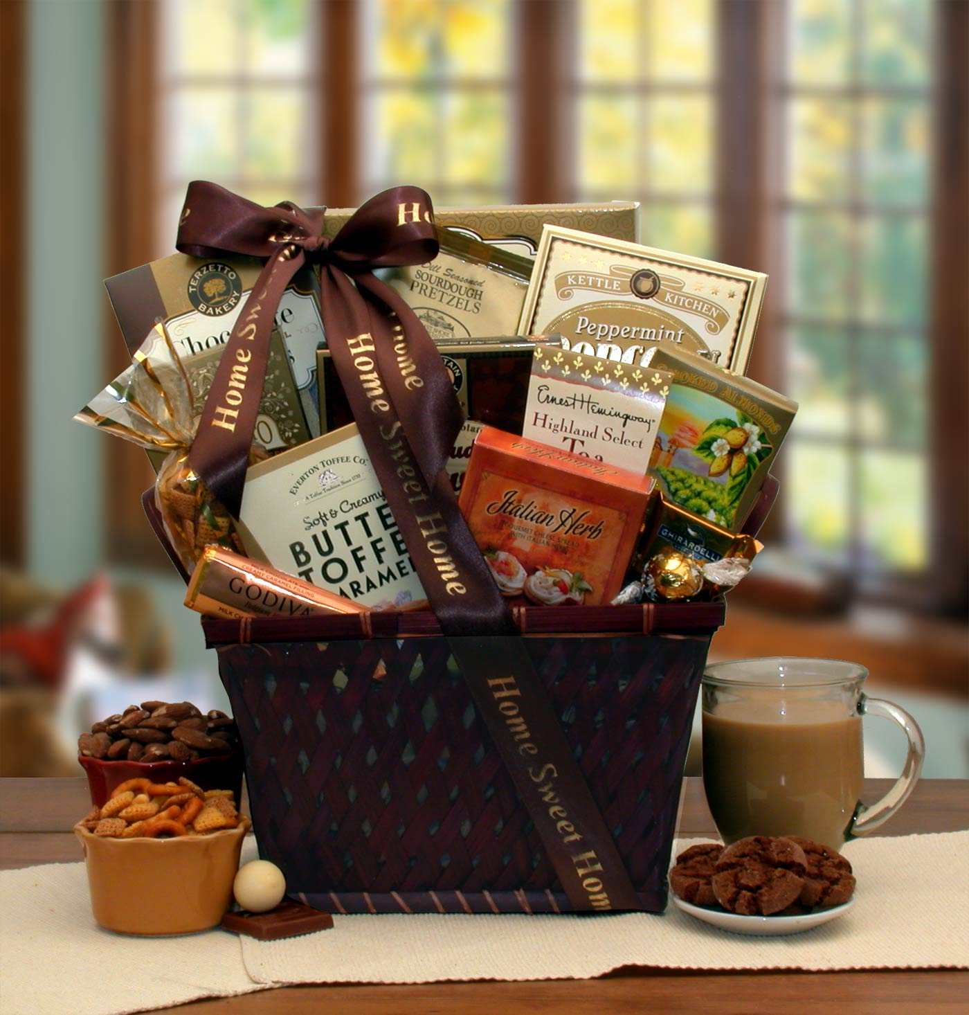 Send a gift basket delivery of: Home Is Where The Heart Is Housewarming Gift Basket- housewarming gift baskets - welcome basket