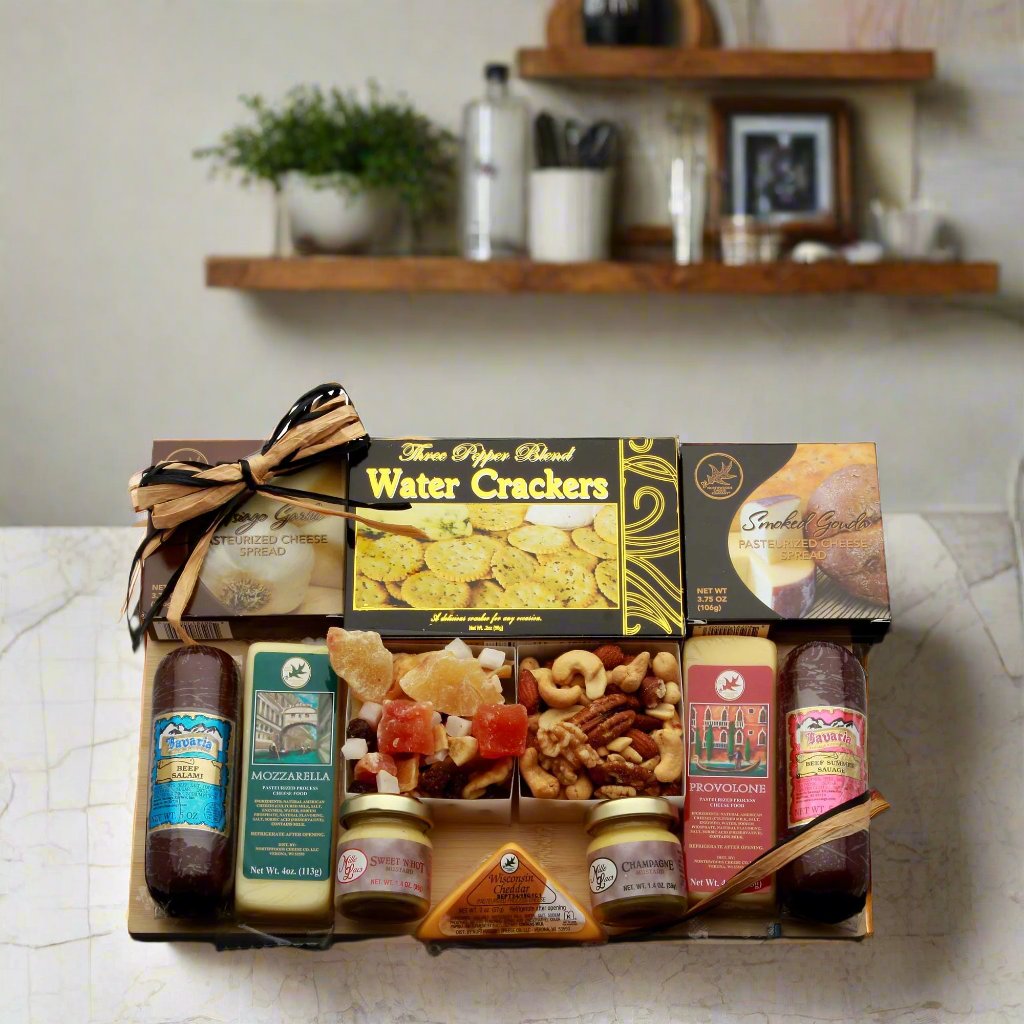 Savory Selections Meat and Cheese Gourmet Gift Board product photo.