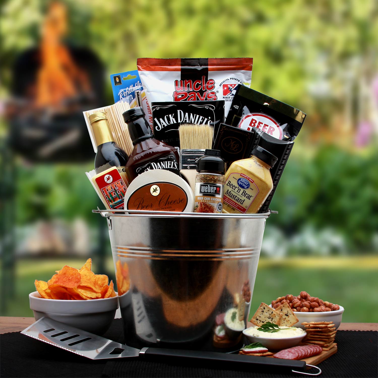 Send a gift basket delivery of: BBQ Lovers Gift Pail - Gifts for men - barbecue gift basket