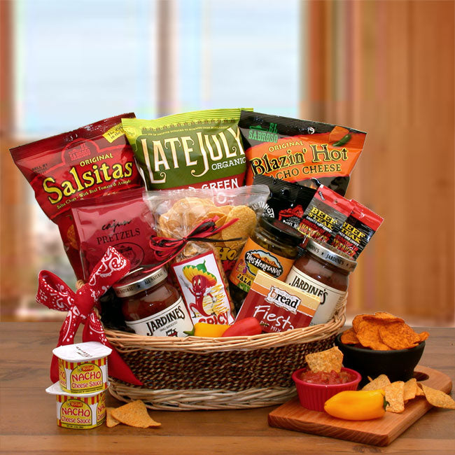 Send a gift basket delivery of: A Little Spice Gourmet Salsa & Chips Gift Basket - Salsa gift basket