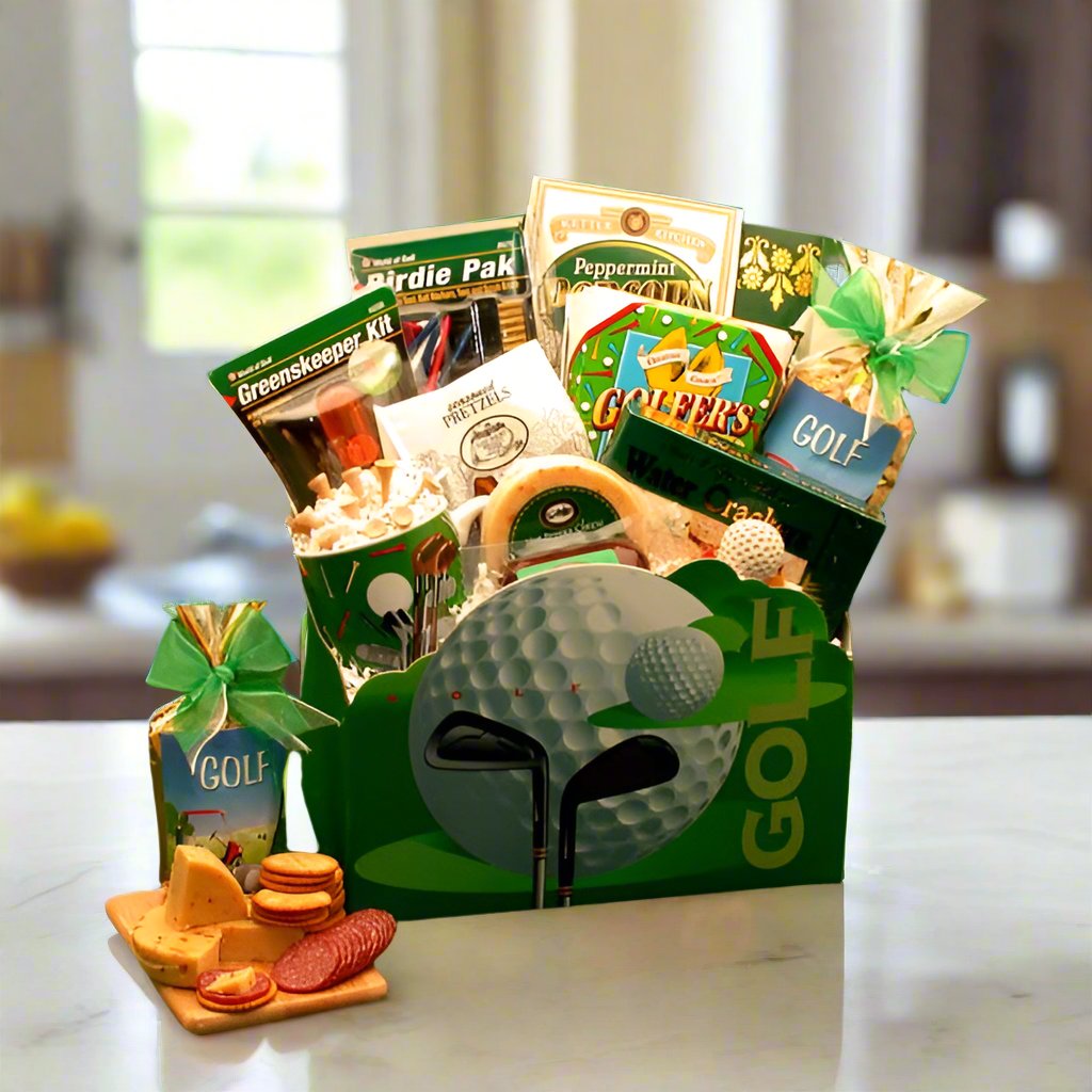 Send a gift basket delivery of: Golf Delights Gift Box - golf gift