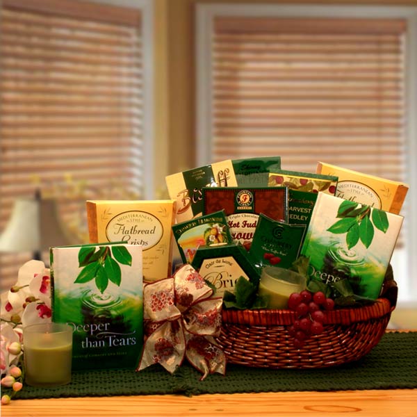 Send a gift basket delivery of: Deeper Than Tears Condolence Gift Basket - sympathy gift baskets - sympathy baskets - condolences gift basket for loss