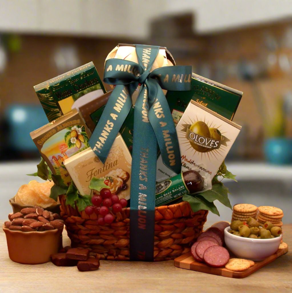 Send a gift basket delivery of: A Gourmet Thank You Gift Basket - corporate gift - thank you gift