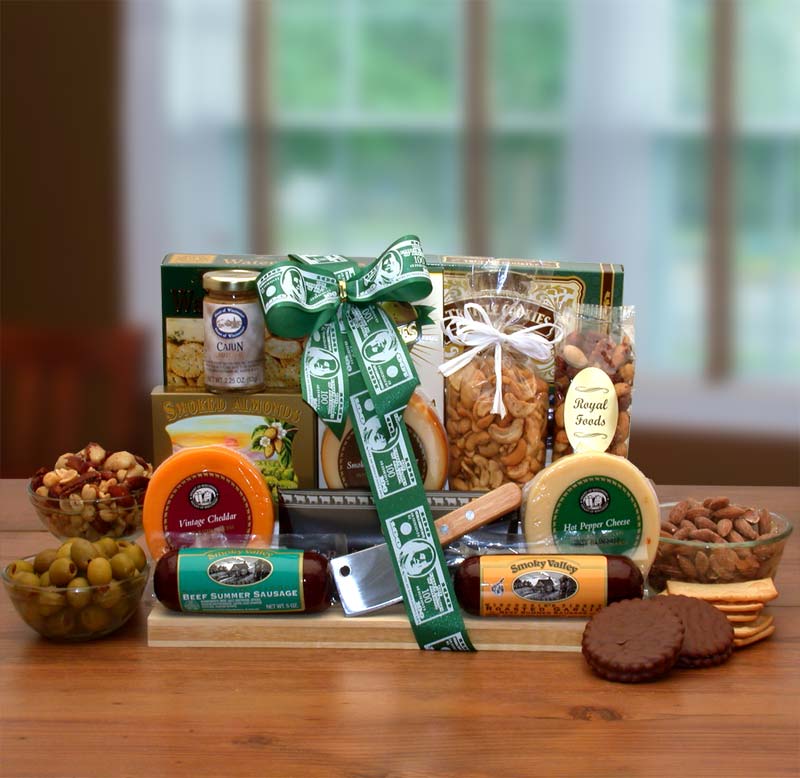 Send a gift basket delivery of: Thanks A Million Gourmet Gift Board- Meat and cheese gift - thank you gift - corporate gift