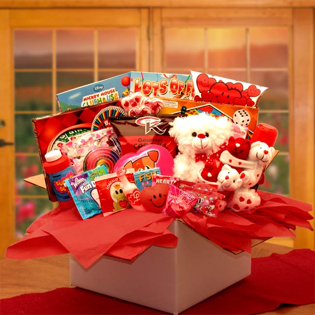 Send a gift basket delivery of: My Little Sweethearts Valentine Care Package - valentines day candy - valentines day gifts - chocolate care package