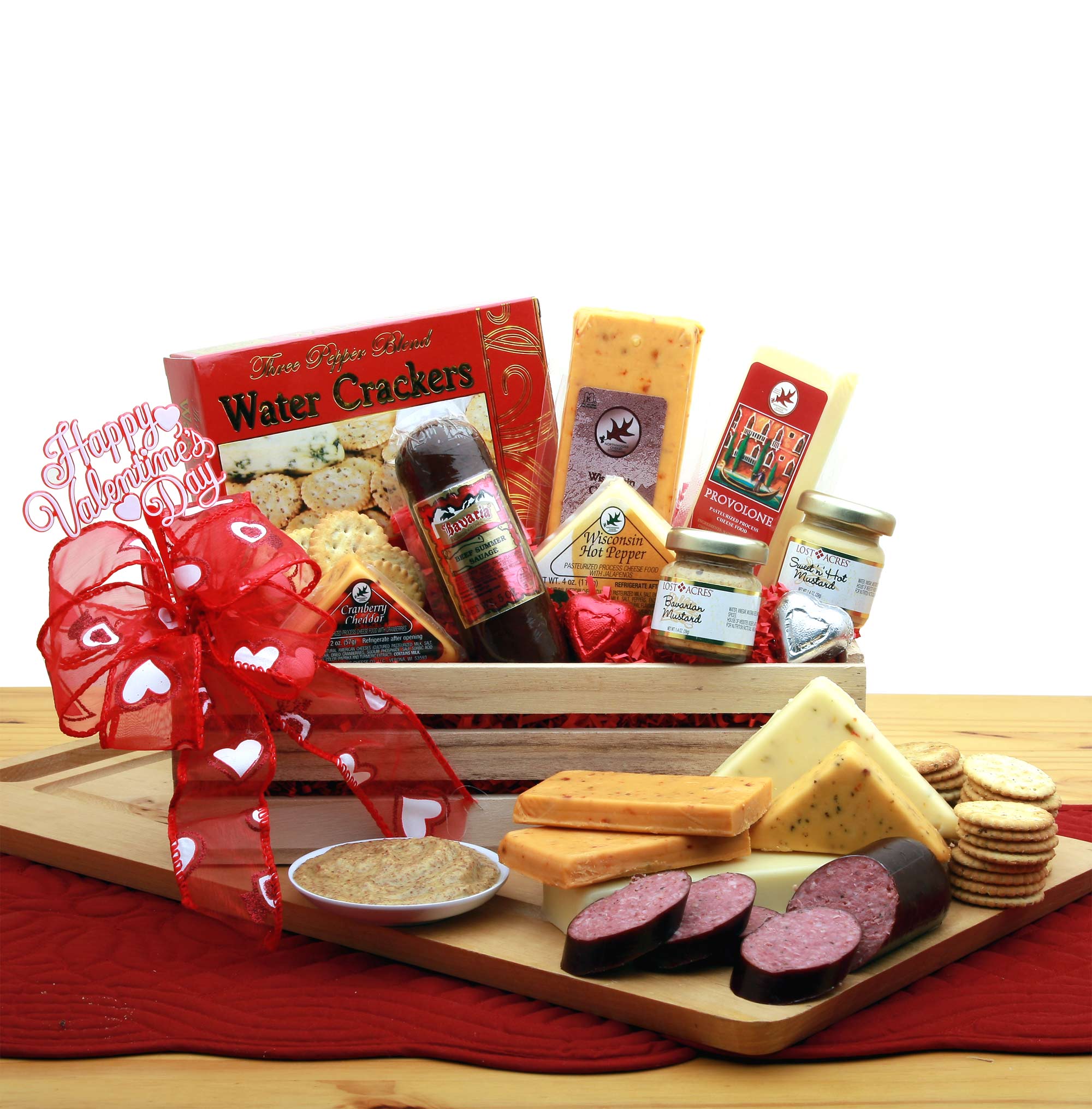 Send a gift basket delivery of: Valentines Signature Sausage Crate - valentines day candy - valentines day gifts  - valentines day gifts for him - valentines day gifts for her