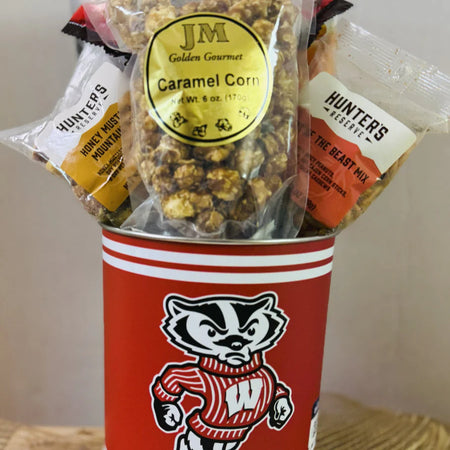 JGB Sports- Wisconsin Badgers Gift Tin Basket - Made In America